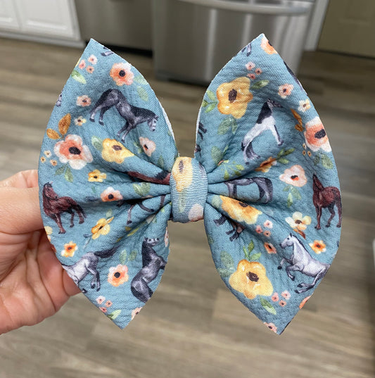 Floral Horses Bow