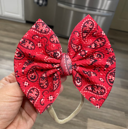 Red Paisley Bow