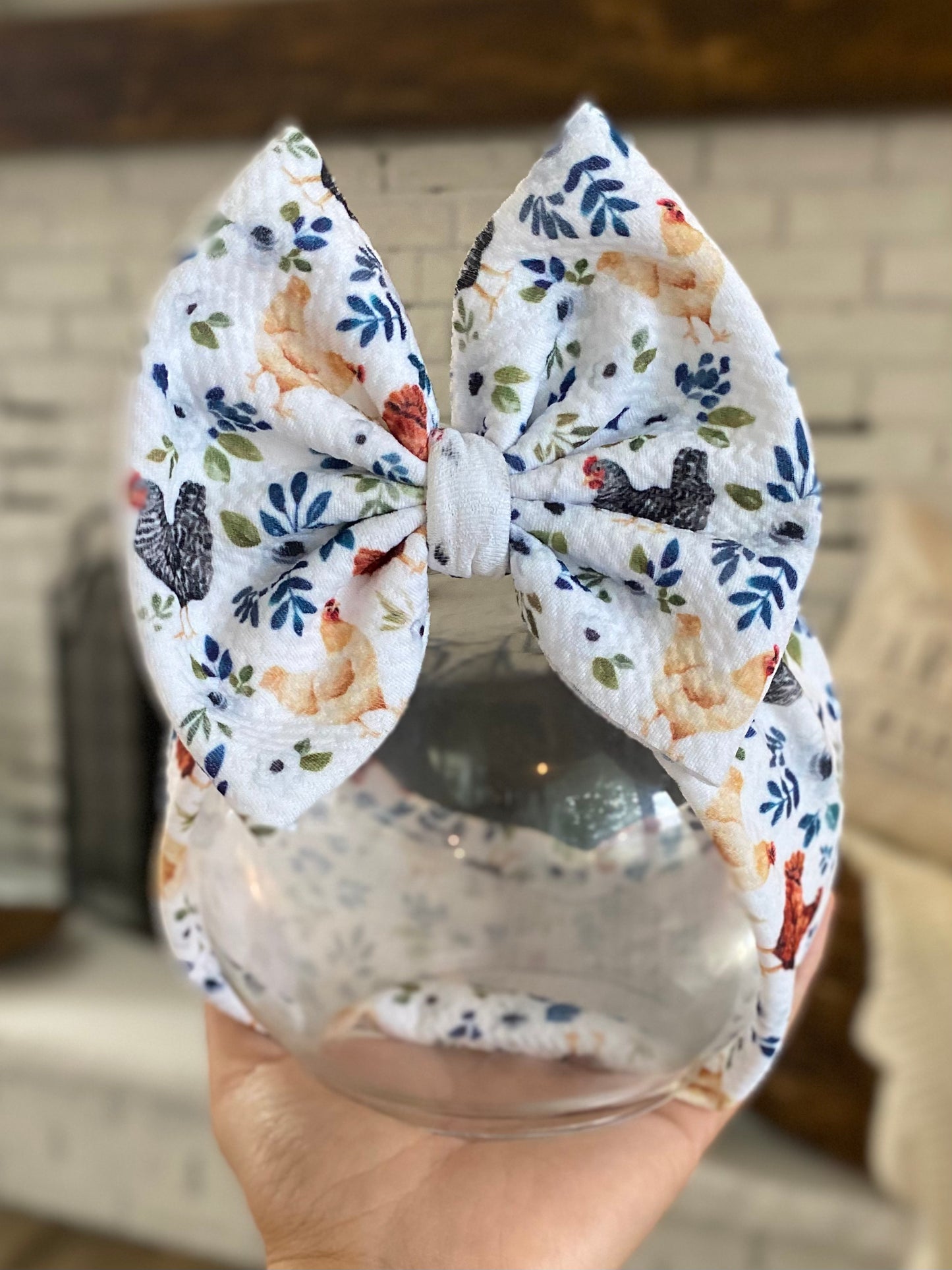 Floral Chickens Bow