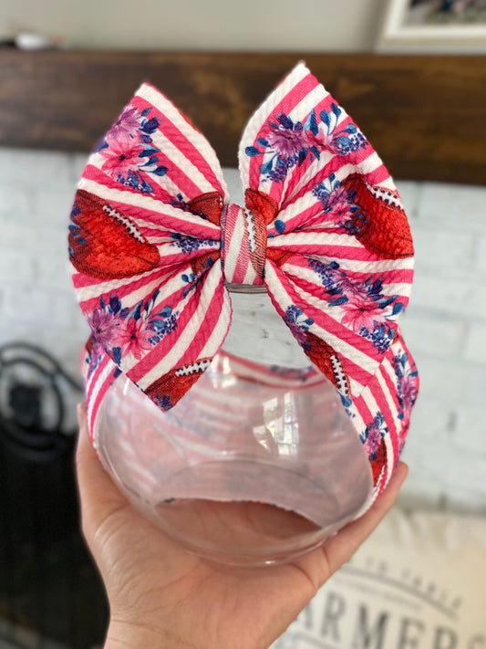 Floral Football Bow