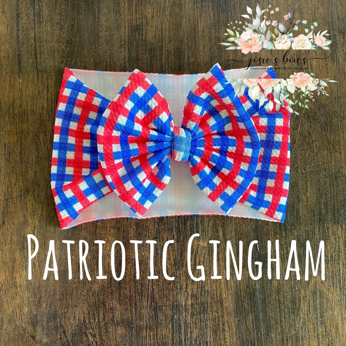 Patriotic Gingham Bow