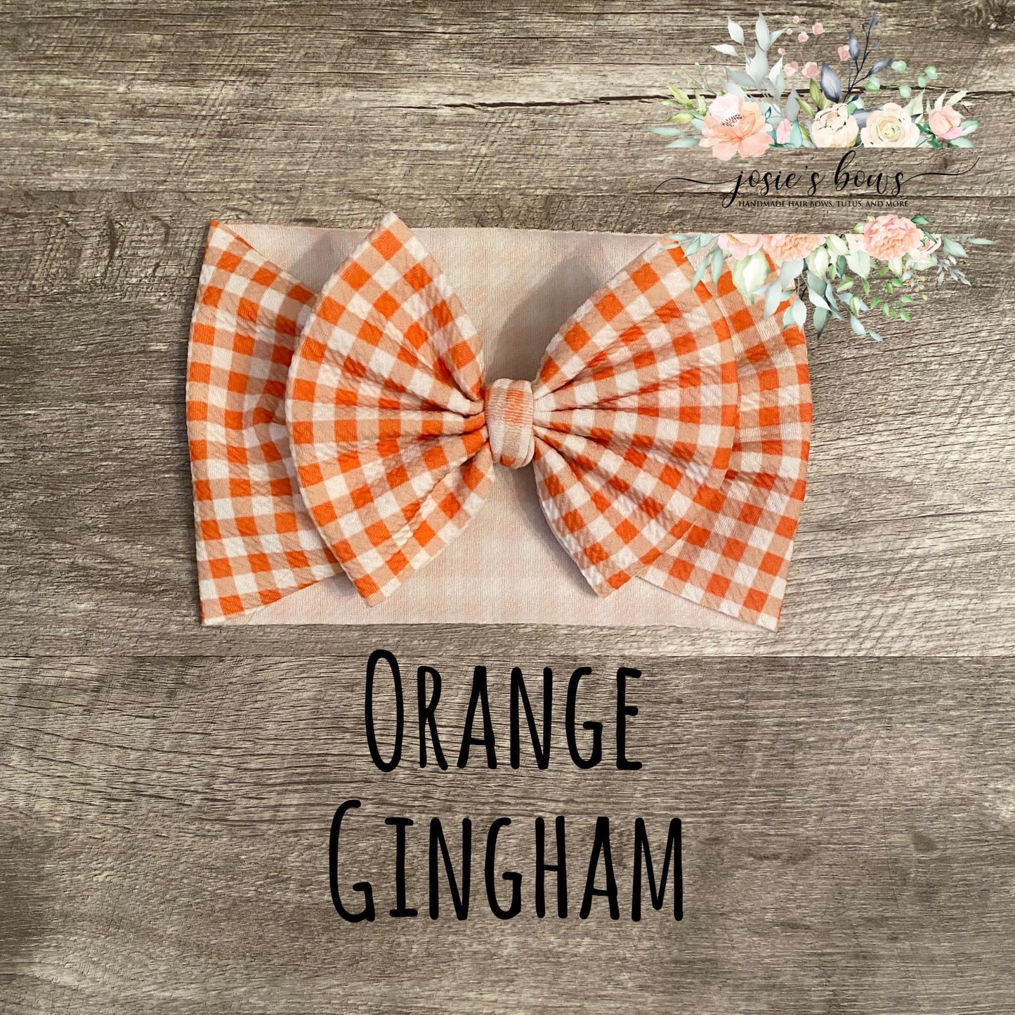 Orange Gingham Bow