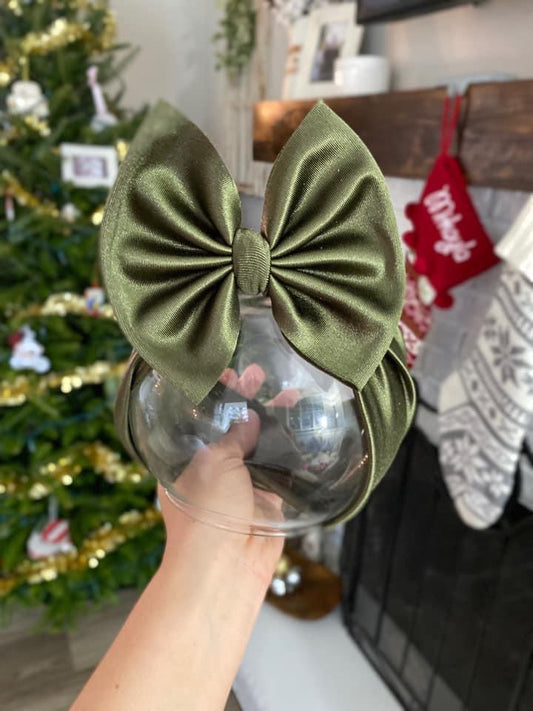 Olive Satin Bow