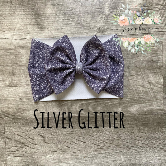 Silver Glitter Bow