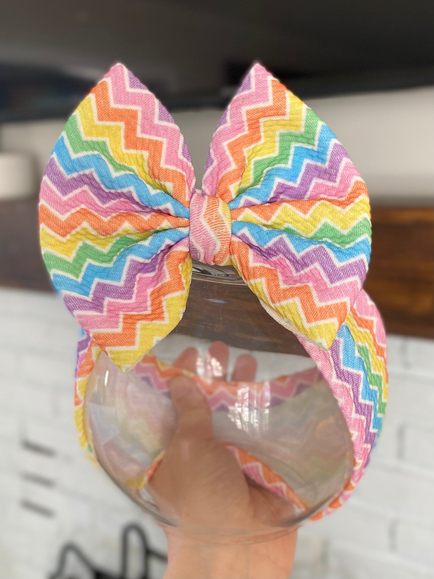 Rainbow Chevron Bow