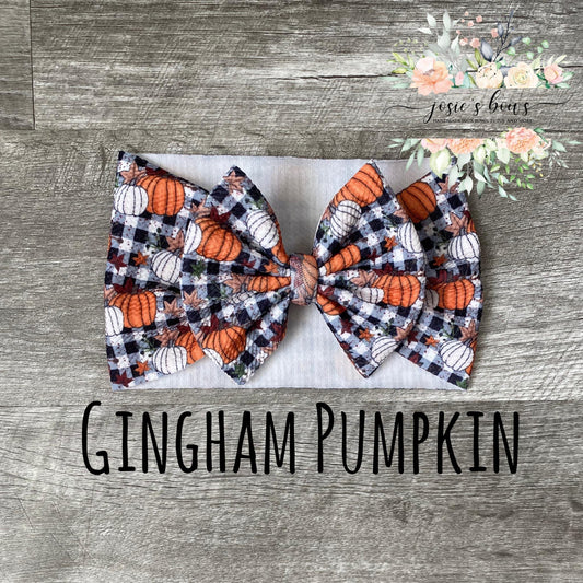 Gingham Pumpkins Bow