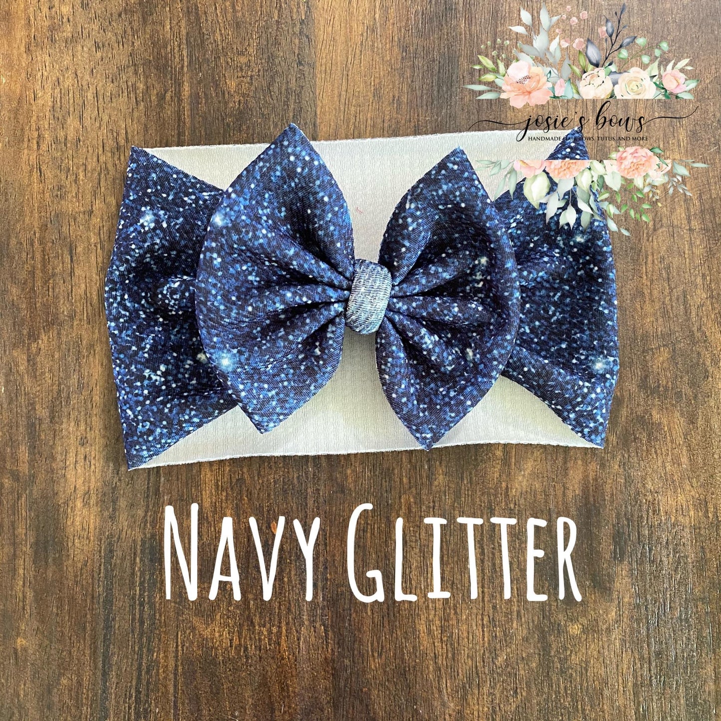 Navy Glitter Bow