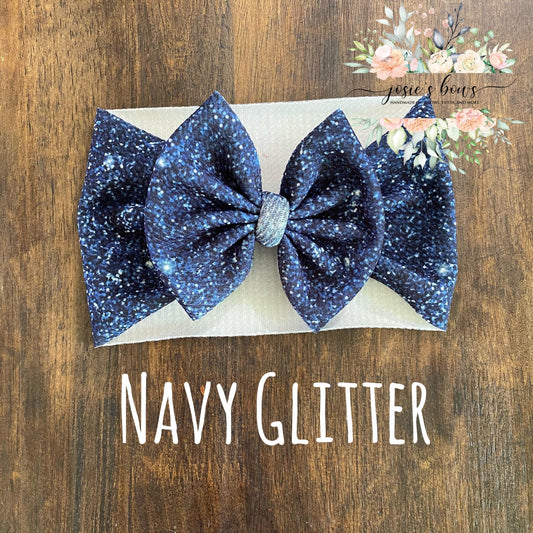 Navy Glitter Bow