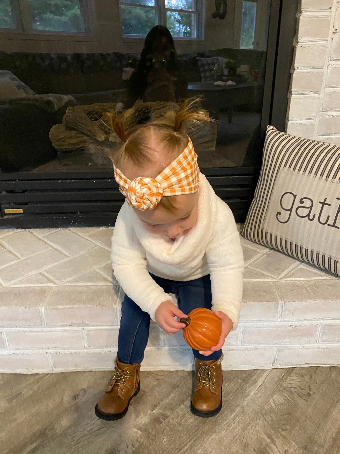 Orange Gingham Bow