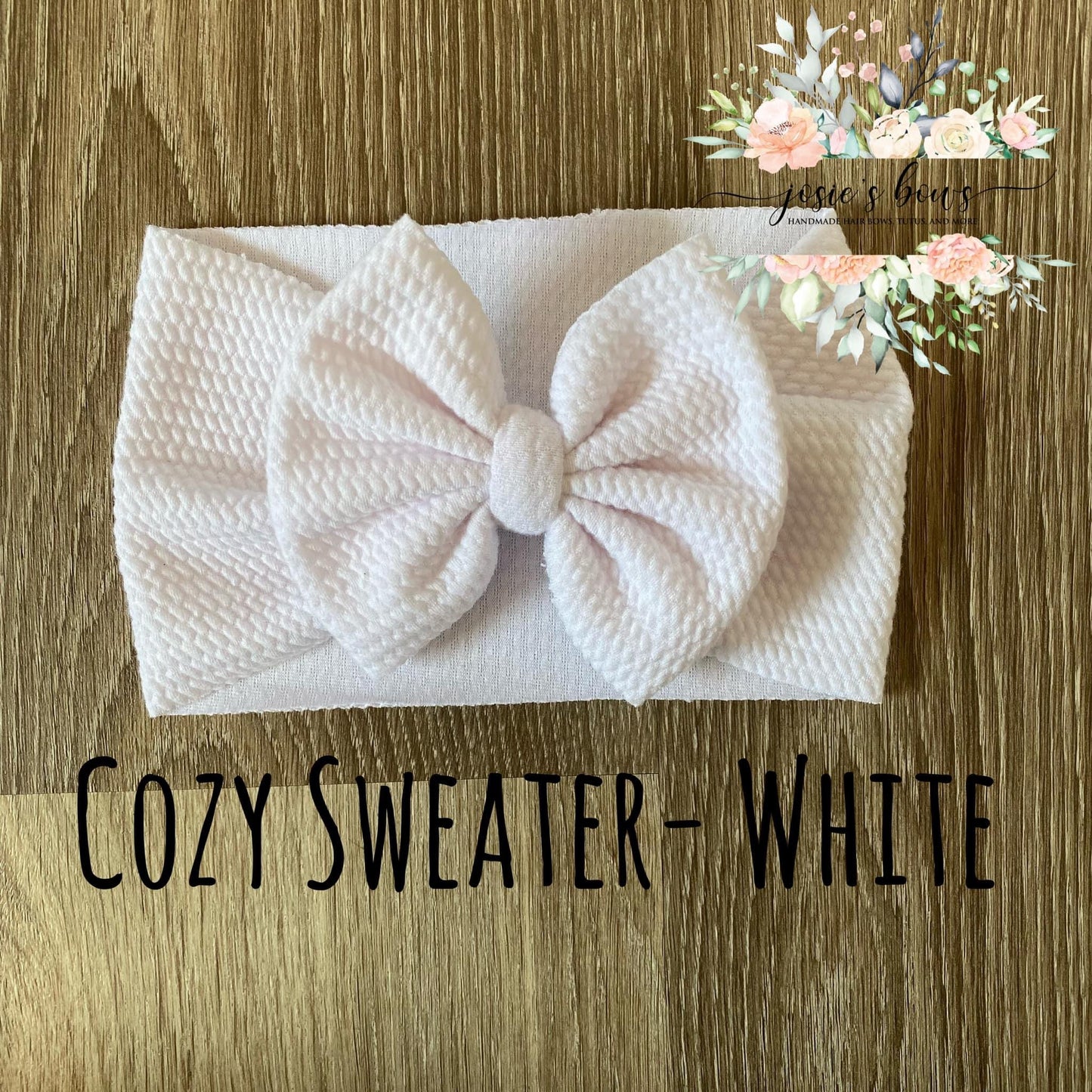 White Cozy Sweater Bow