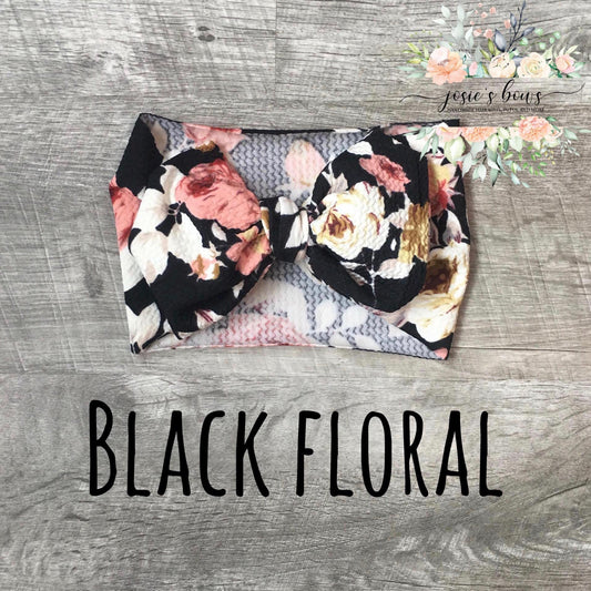 Black Floral Bow